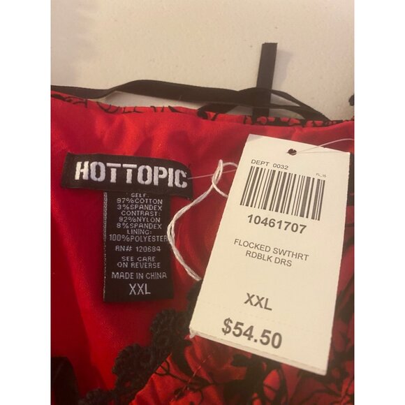 Hot Topic Red & Black Gothic Skull Lace-Up Sleeveless Dress XXL - Picture 9 of 14